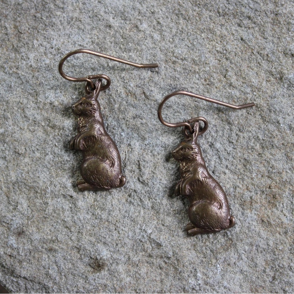 New Brass Rabbit Earrings Bunny Earrings Rabbit Jewelry Brass Animal Earrings